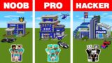Minecraft NOOB vs PRO vs HACKER: FAMILY POLICE HOUSE BUILD CHALLENGE / Animation