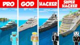 Minecraft PRO vs GOD vs HACKER: MODERN SHIP HOUSE – YACHT BUILD CHALLENGE in Minecraft / Animation