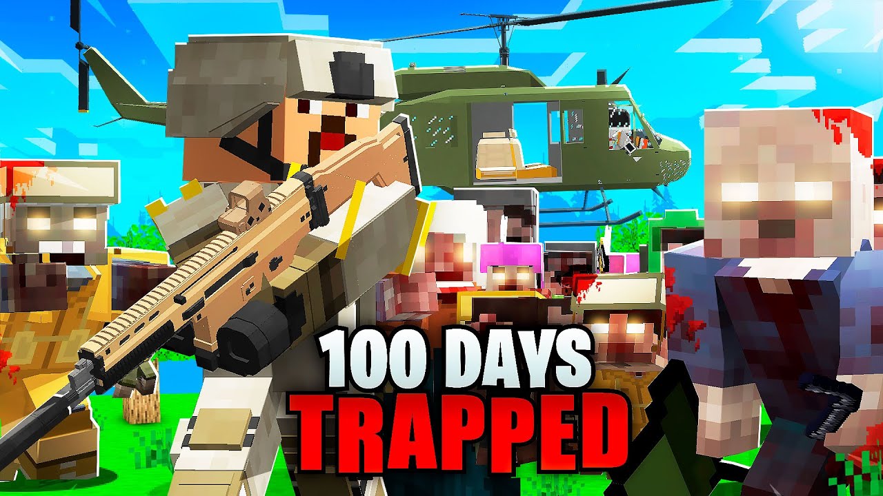 Trapped For 100 Days On A Minecraft Zombie Island Minecraft Videos 1123