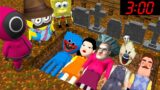 WHAT'S INSIDE GRAVE Squid Game vs HUGGY WUGGY Scary teacher Miss T ICE SCREAM MINIONS in MINECRAFT