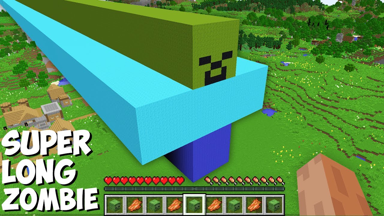 What if you SPAWN SUPER LONG ZOMBIE OF 1000 BLOCKS in Minecraft