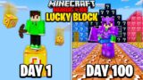 I Survived 100 Days on ONE LUCKY BLOCK in Minecraft Hardcore…