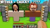 I can COMBINE BIGGEST CHUCKY and MOMO OF 1000 BLOCKS in Minecraft ! CHUCKY + WITHER = ????