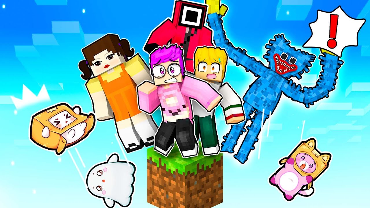 Lankybox Has 10 Friends On One Block In Minecraft Huggy Wuggy Squid Game Kissy Missy And More 