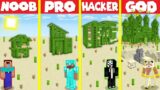 Minecraft Battle: CACTUS BASE HOUSE BUILD CHALLENGE – NOOB vs PRO vs HACKER vs GOD / Animation