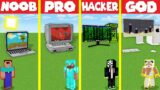 Minecraft Battle: PC DESKTOP BASE HOUSE BUILD CHALLENGE – NOOB vs PRO vs HACKER vs GOD / Animation