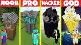 Minecraft Battle: TALLEST SKYSCRAPER HOUSE BUILD CHALLENGE – NOOB vs PRO vs HACKER vs GOD Animation