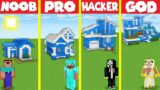 Minecraft Battle: WATER BLOCK BASE HOUSE BUILD CHALLENGE – NOOB vs PRO vs HACKER vs GOD / Animation
