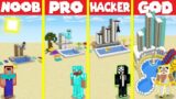 Minecraft Battle: WATER SPRINGBOARD HOUSE BUILD CHALLENGE – NOOB vs PRO vs HACKER vs GOD / Animation