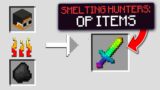 Minecraft Manhunt, But Smelting Hunters Gives OP Items!