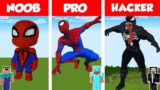 Minecraft NOOB vs PRO vs HACKER: SPIDER MAN STATUE HOUSE BUILD CHALLENGE / Animation