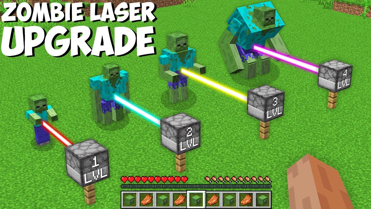 ALL THE WAYS to UPGRADE ZOMBIES WITH LASER in Minecraft ! NEW RAREST ZOMBIE ! Minecraft videos