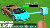 I can USE DIAMOND LASER TO UPGRADE DIRT CAR in Minecraft ! NEW DIAMOND SUPER CAR !