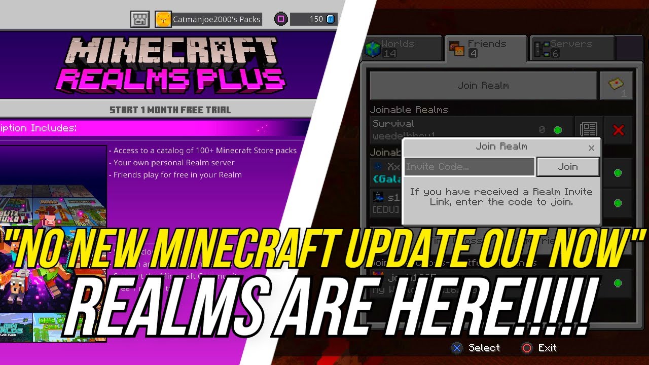 Minecraft PS4 BEDROCK EDITION REALMS ARE HERE! NO NEW UPDATE OUT