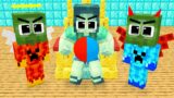 Monster School : Evil ICE Baby Zombie and Angel Fire Zombie – Sad Story – Minecraft Animation