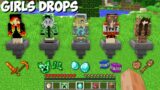 New WAY TO GET DROP FROM A GIRLS in Minecraft ! WHICH GIRL HAS THE BEST ITEMS ?