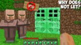 Why VILLAGERS does NOT LET behind EMERALD DOOR in Minecraft ? CHALLENGE 100% TROLLING !