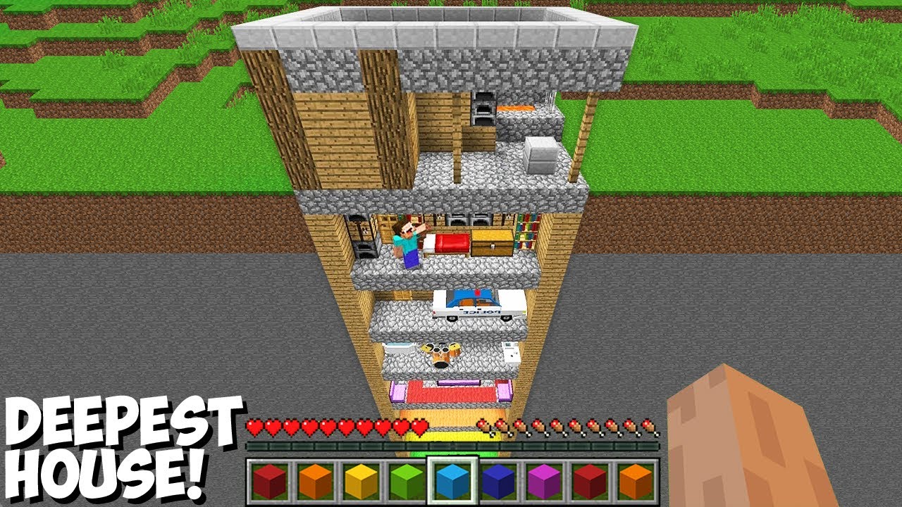 How to BUILD the DEEPEST HOUSE in Minecraft ? CHALLENGE 100 TROLLING