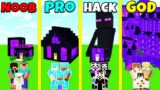 Minecraft Battle: NOOB vs PRO vs HACKER vs GOD: PORTAL HOUSE BASE BUILD CHALLENGE / Animation