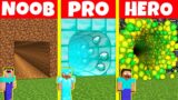 Minecraft Battle: NOOB vs PRO vs HEROBRINE: INSIDE TUNNEL HOUSE BASE BUILD CHALLENGE / Animation