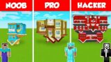 UPSIDE DOWN HOUSE BASE BUILD CHALLENGE – NOOB vs PRO vs HACKER / Minecraft Battle Animation
