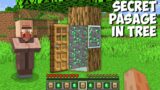 Why VILLAGER HIDE SECRET PASSAGE IN TREE WITH SUPER EMERALD ITEMS in Minecraft ? SECRET BASE !