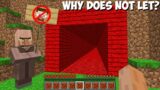 Why VILLAGERS does NOT LET behind STRANGE TUNNEL in Minecraft ? CHALLENGE 100% TROLLING !