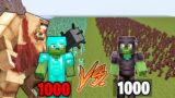 1000 Diamond Zombies Vs 1000 Netherite Zombies | Minecraft