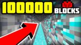 I Mined for 100,000 Blocks in a Straight Line in Minecraft Hardcore!