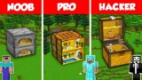INSIDE ONE BLOCK BASE HOUSE BUILD CHALLENGE – NOOB vs PRO vs HACKER / Minecraft Battle Animation