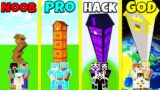Minecraft Battle: NOOB vs PRO vs HACKER vs GOD: HIGHEST BASE HOUSE BASE BUILD CHALLENGE / Animation
