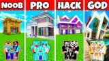 Minecraft: FAMILY BIG PRIME HOUSE BUILD CHALLENGE – NOOB vs PRO vs HACKER vs GOD / Animation