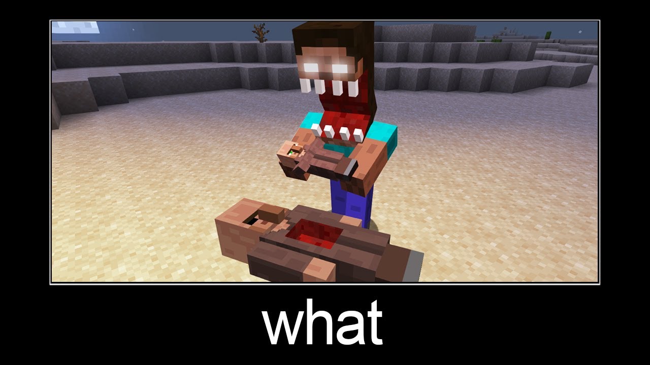 Minecraft Wait What Meme Part 209 Scary Herobrine And Villager Minecraft Videos 0439