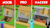 UNDER VILLAGER HOUSE SECRET BASE BUILD CHALLENGE – NOOB vs PRO vs HACKER Minecraft Battle Animation