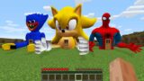 HOUSE OF SPIDER MAN or HUGGY WUGGY or SUPER SONIC in Minecraft CHOOSE RIGHT SECRET HOUSE