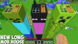 I found SUPER LONG MOB HOUSE INSIDE ZOMBIE vs ENDERMAN vs CREEPER Minecraft ! SECRET HOUSE !