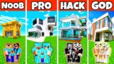 Minecraft: EXCLUSIVE BEST MANSION HOUSE BUILD CHALLENGE – NOOB vs PRO vs HACKER vs GOD