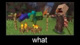 Minecraft wait what meme part 211 (Villager roasting zombies at the stake)