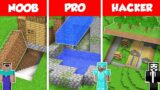 SECRET UNDERGROUND BASE HOUSE BUILD CHALLENGE – NOOB vs PRO vs HACKER / Minecraft Battle Animation