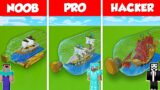 SHIP IN A BOTTLE BASE HOUSE BUILD CHALLENGE – NOOB vs PRO vs HACKER / Minecraft Battle Animation