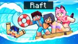 Trapped in a DIAMOND SEA In Minecraft RAFT!