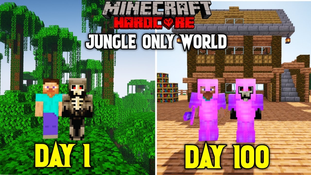 WE SURVIVED 100 DAYS IN JUNGLE ONLY WORLD IN MINECRAFT HARDCORE | DUO ...