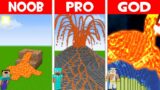 WHAT is INSIDE a GIANT VOLCANO BASE? VOLCANO HOUSE BUILD CHALLENGE in Minecraft NOOB vs PRO vs GOD!
