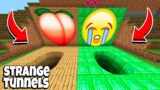 What's INSIDE the SECRET EMOJI TUNNELS in Minecraft ? I found a STRANGE ROOM in THE TUNNELS !