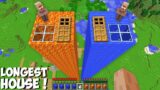 Which LONGEST HOUSE IS THE BEST LAVA HOUSE VS WATER HOUSE in Minecraft ? SECRET DOOR !