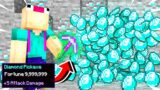 Crafting a FORTUNE LEVEL 9,999,999 Pickaxe in Minecraft!