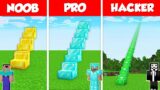 ENDLESS STAIRS ROAD BASE HOUSE BUILD CHALLENGE – NOOB vs PRO vs HACKER / Minecraft Battle Animation