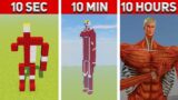Erwin Colossal Titan in MINECRAFT: 10 Hours, 10 Minutes, 10 SECONDS!