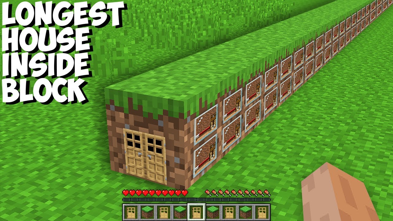 How to BUILD HOUSE inside most LONGEST BLOCK in Minecraft ! WHO LIVE