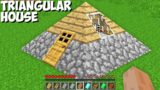 How to BUILD NEW TRIANGLE HOUSE in Minecraft ? MOST UNUSUAL ROOM !